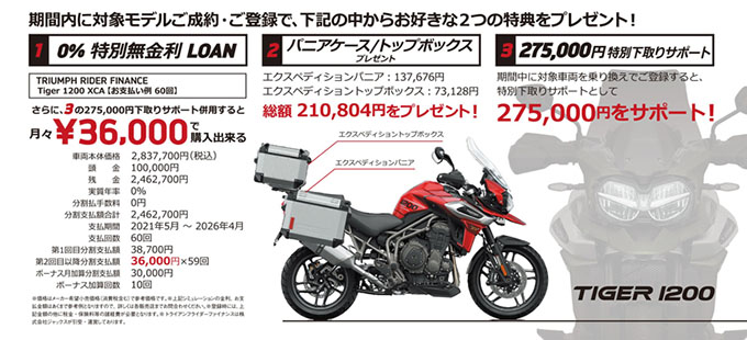 お得なキャンペーンを利用しトライアンフのアドベンチャーモデル、タイガー1200を手に入れるなら今しかない！の03画像